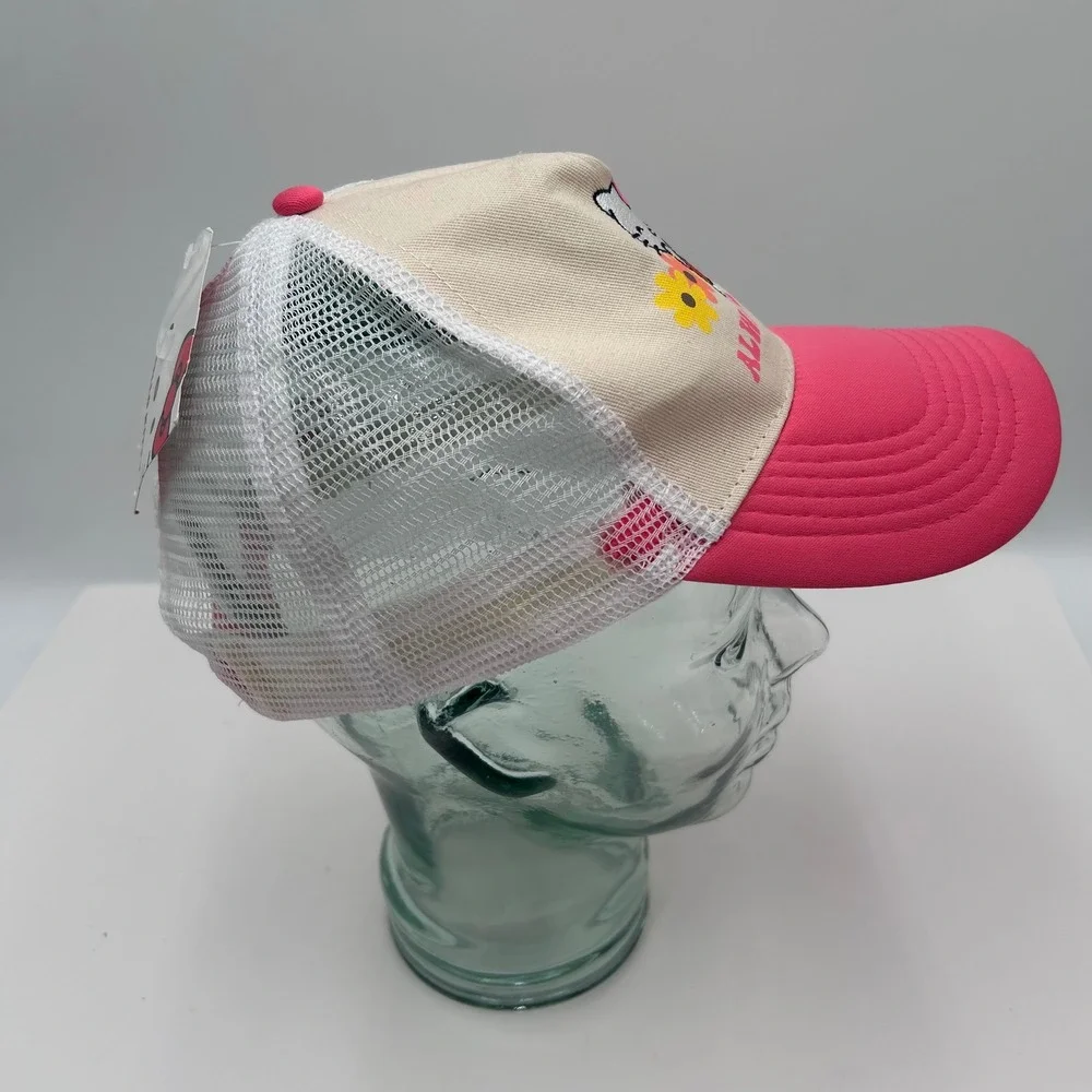 Hello Kitty Sanrio Always Kind Trucker Hat Pink Cream Mesh Snapback Cap NWT - Picture 11 of 14